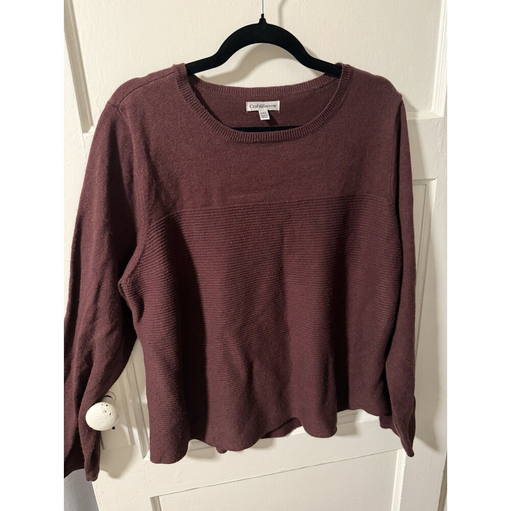 Craft & Barrow Women's XXL Burgundy Crewneck Sweater Soft Acrylic Cozy